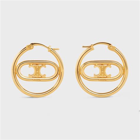 gold celine earrings|luxury gold hoop earrings.